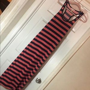 Pink and dark navy blue maxi dress